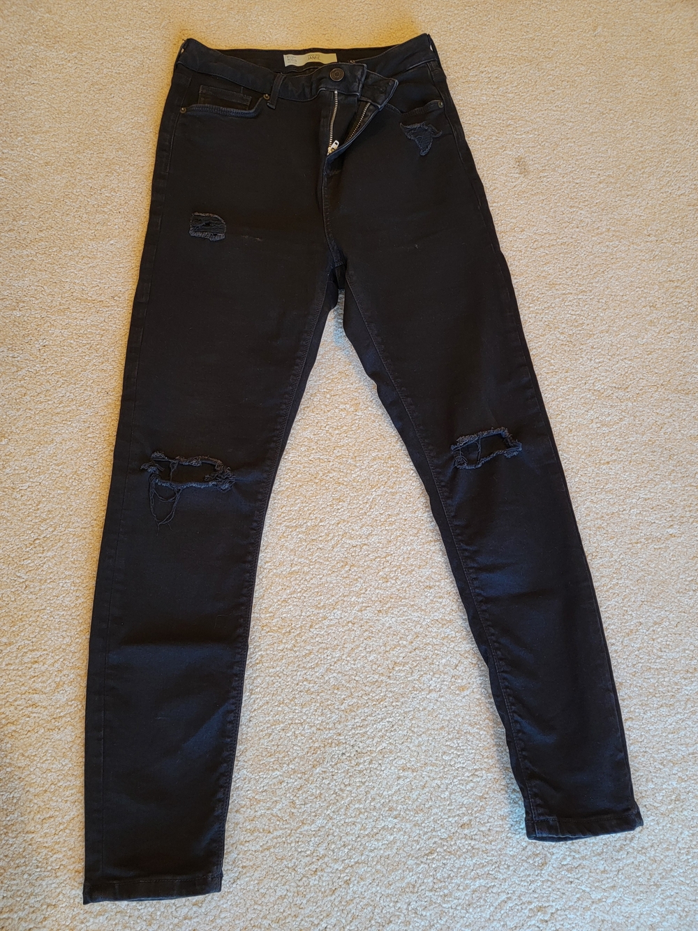 Topshop Black Skinny Ripped Jeans